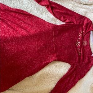 Kids red dress with jewels.